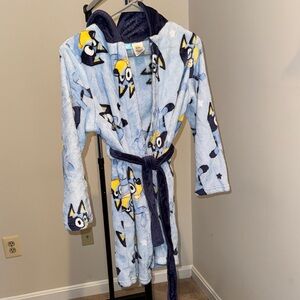 Unisex Kids Soft Cozy Hooded Blue and Yellow BLUEY Bath Robe